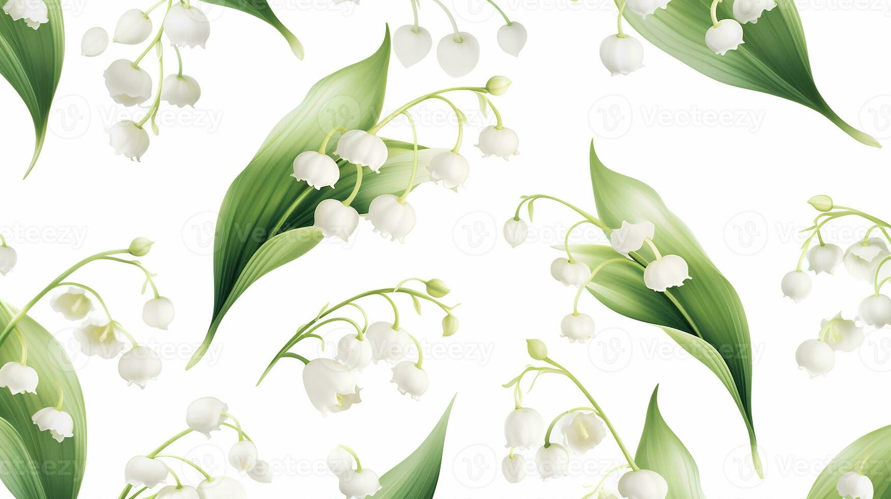 Lily of the Valley flower patterned background. Flower texture background. Generative AI photo