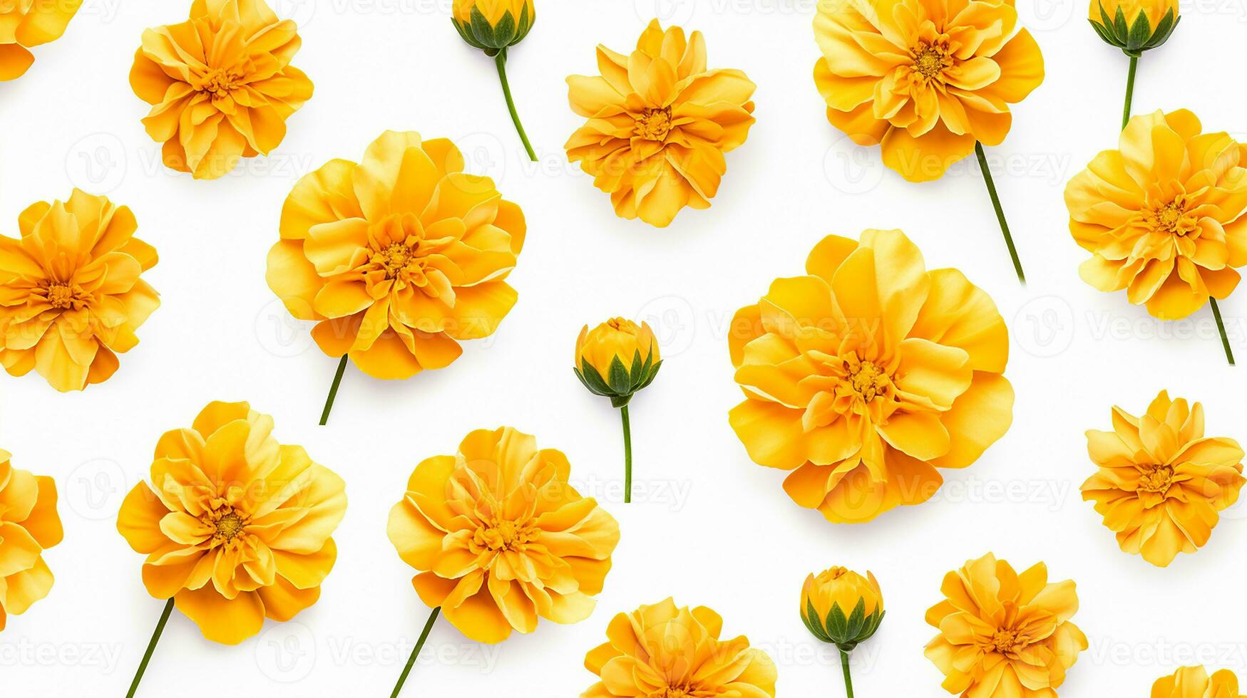 Marigold flower patterned background. Flower texture background. Generative AI photo