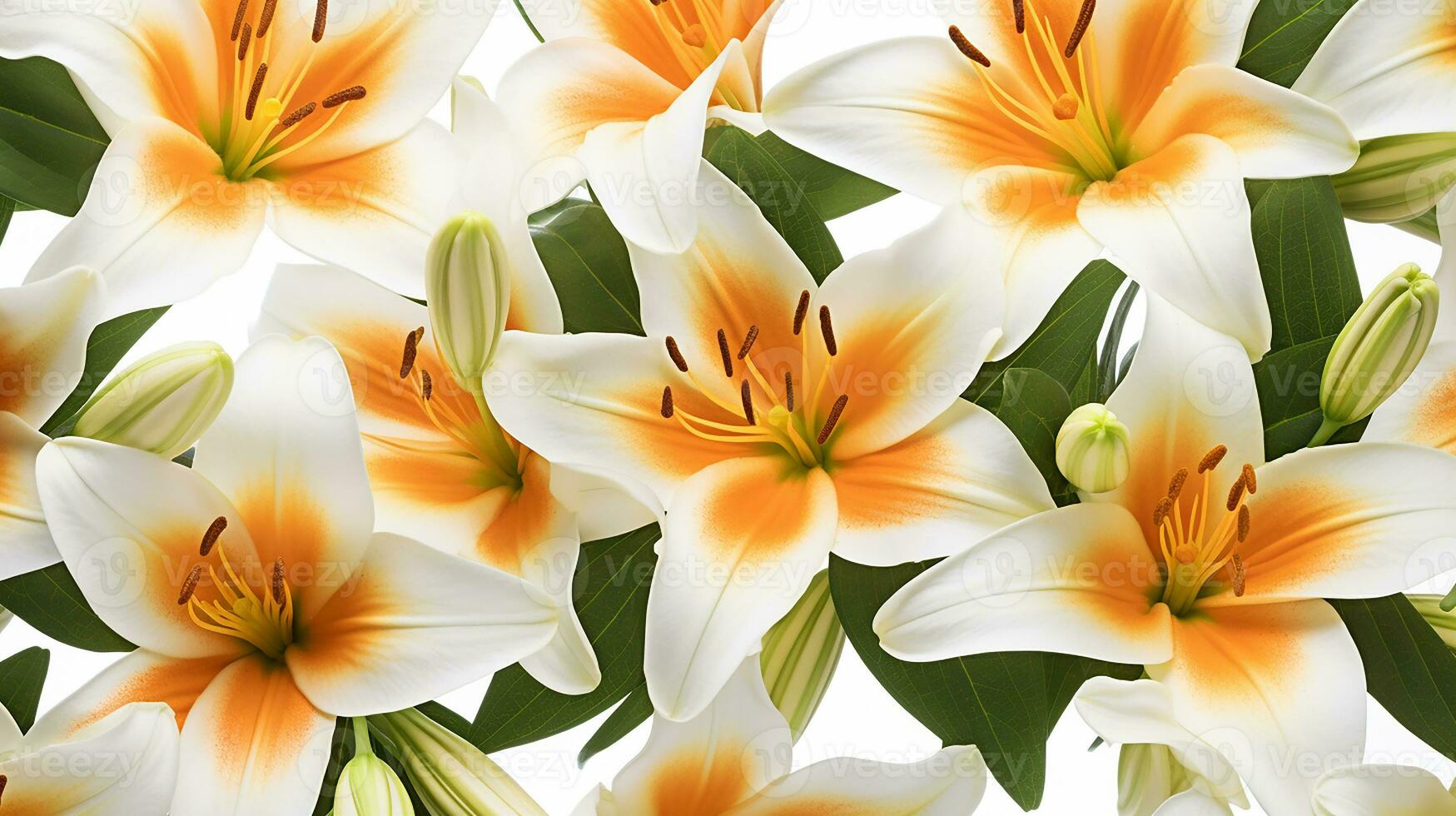 Lily flower patterned background. Flower texture background. Generative AI photo