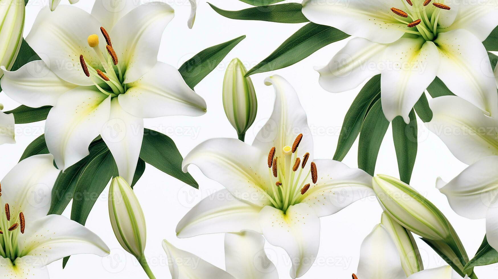 Lily flower patterned background. Flower texture background. Generative AI photo