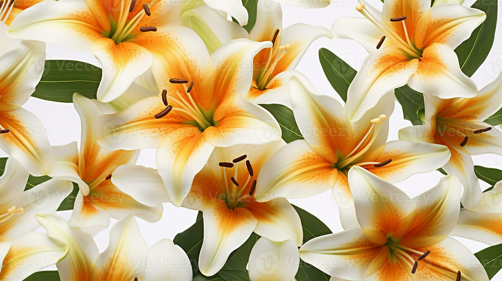 Lily flower patterned background. Flower texture background. Generative AI photo