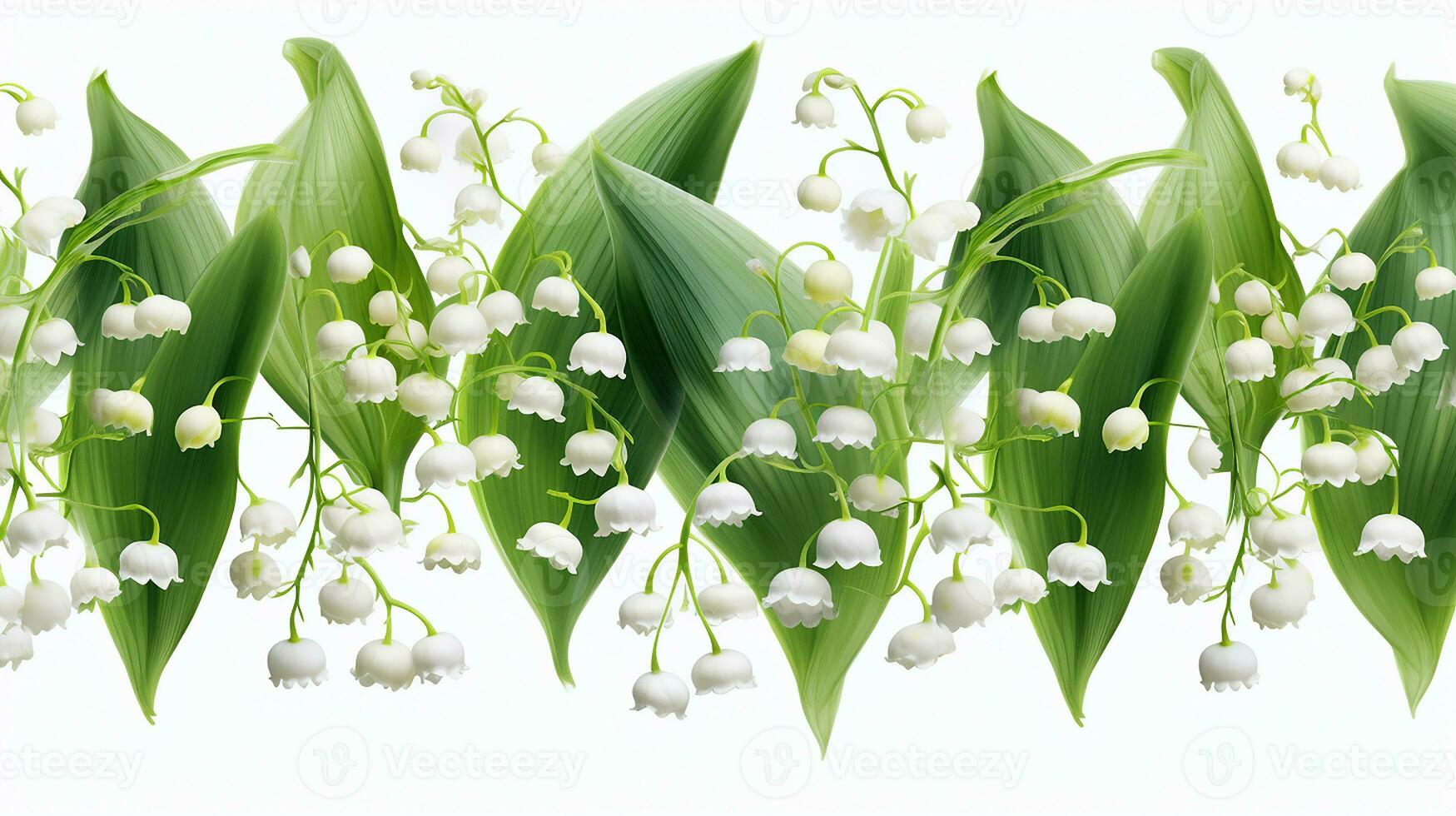 Lily of the Valley flower patterned background. Flower texture background. Generative AI photo