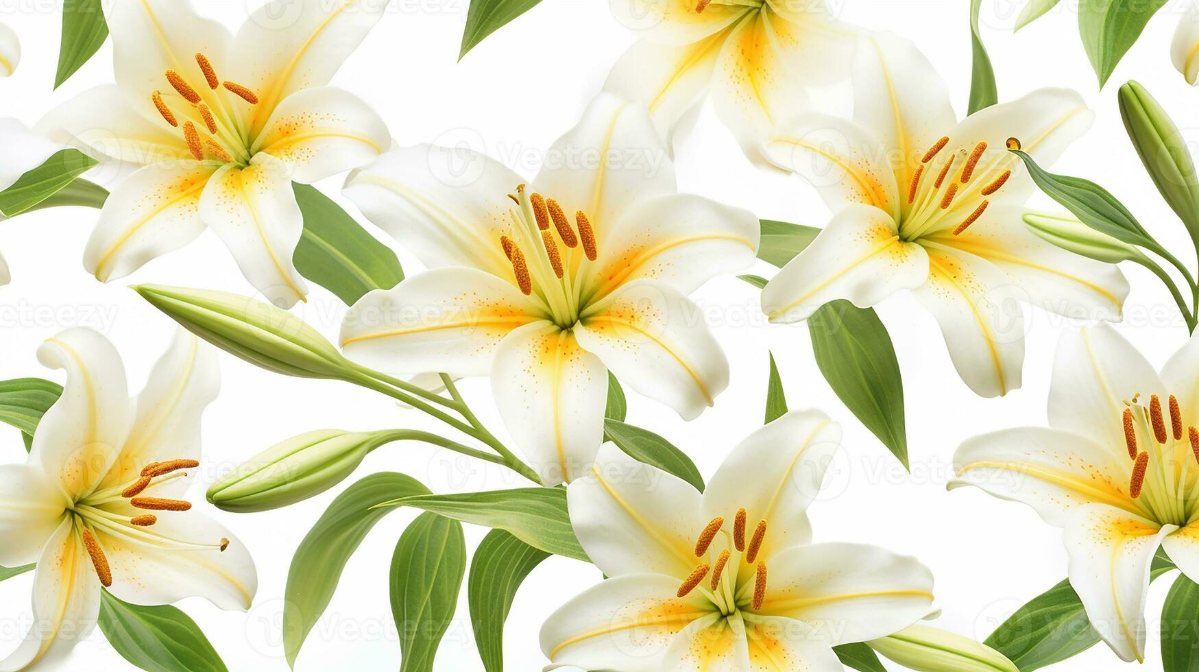 Lily flower patterned background. Flower texture background. Generative AI photo