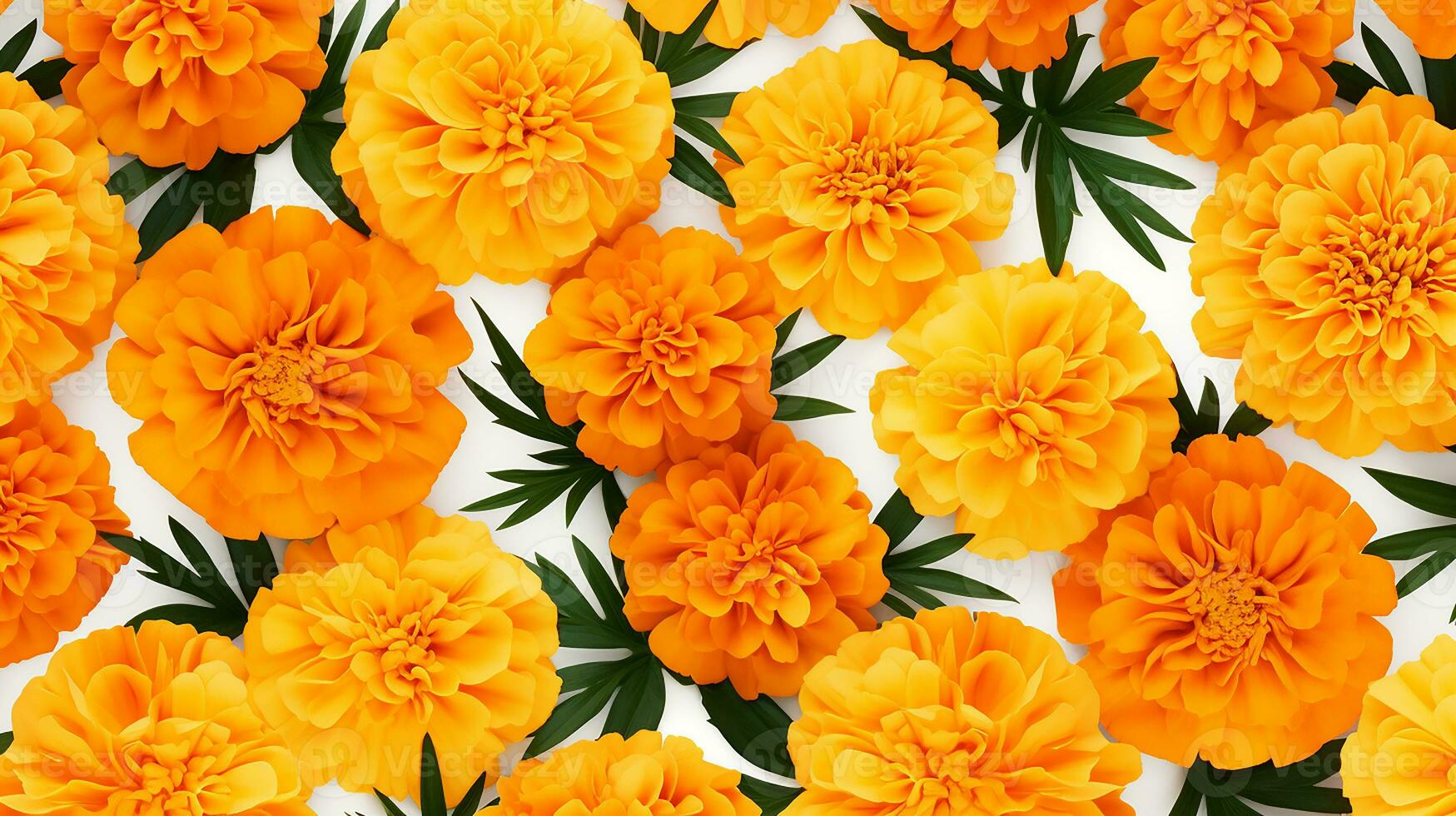 Marigold flower patterned background. Flower texture background. Generative AI photo