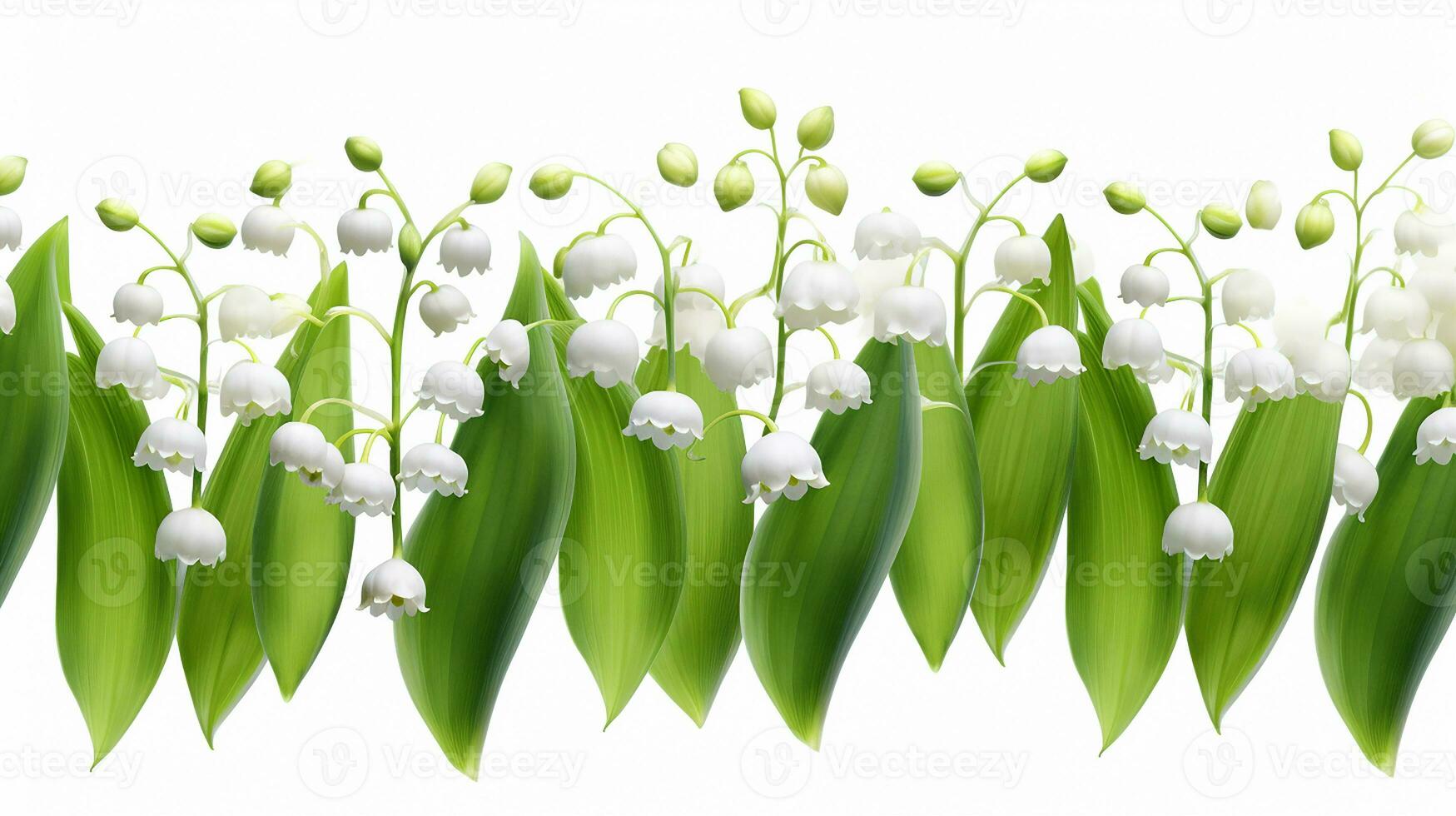 Lily of the Valley flower patterned background. Flower texture background. Generative AI photo