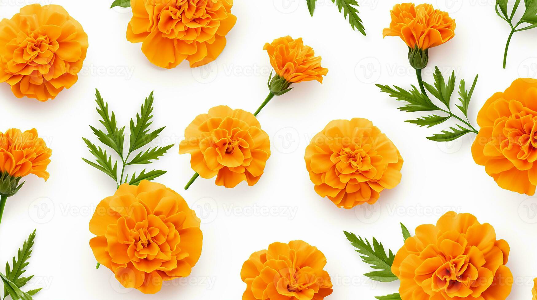 Marigold flower patterned background. Flower texture background. Generative AI photo