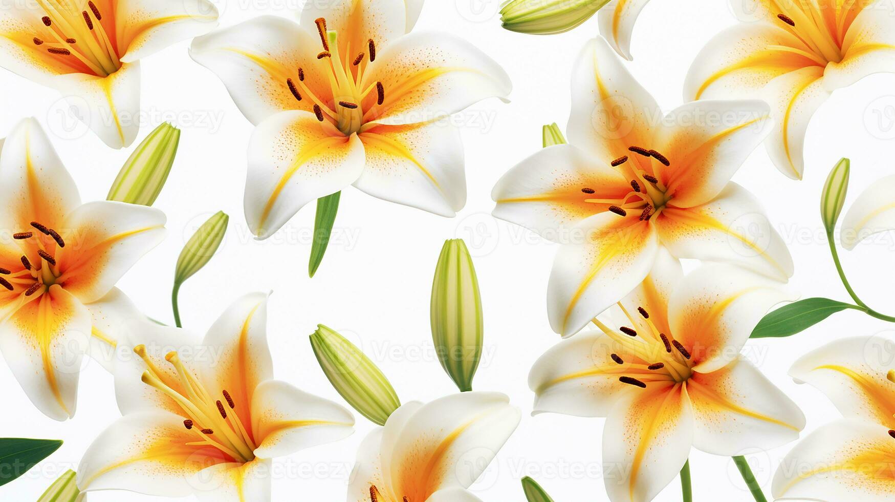 Lily flower patterned background. Flower texture background. Generative AI photo