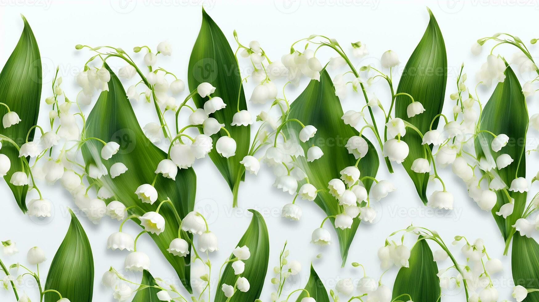 Lily of the Valley flower patterned background. Flower texture background. Generative AI photo
