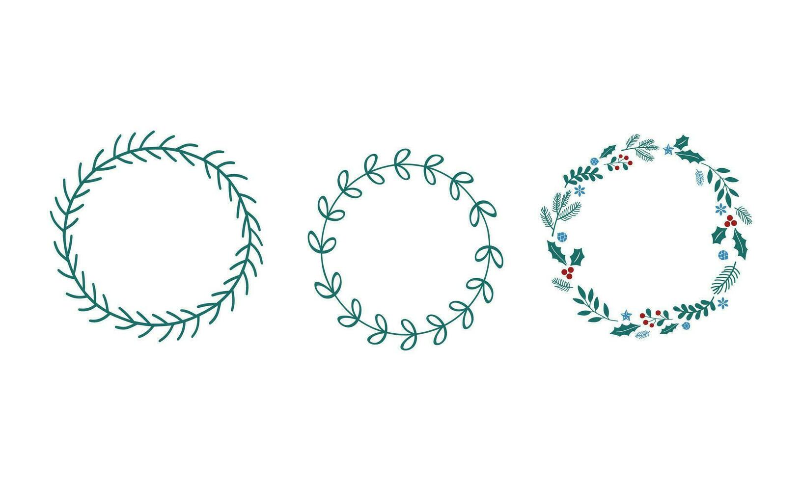 Vector wreaths of doodles flowers and plants