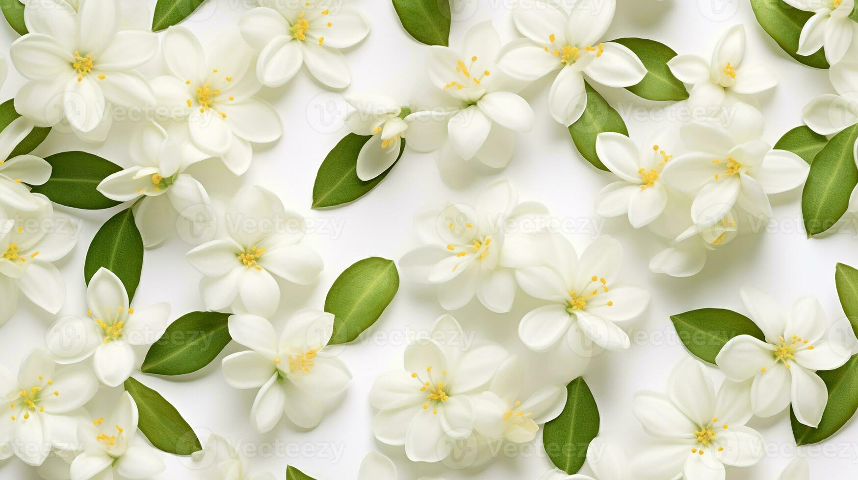 Jasmine flower patterned background. Flower texture background. Generative AI photo