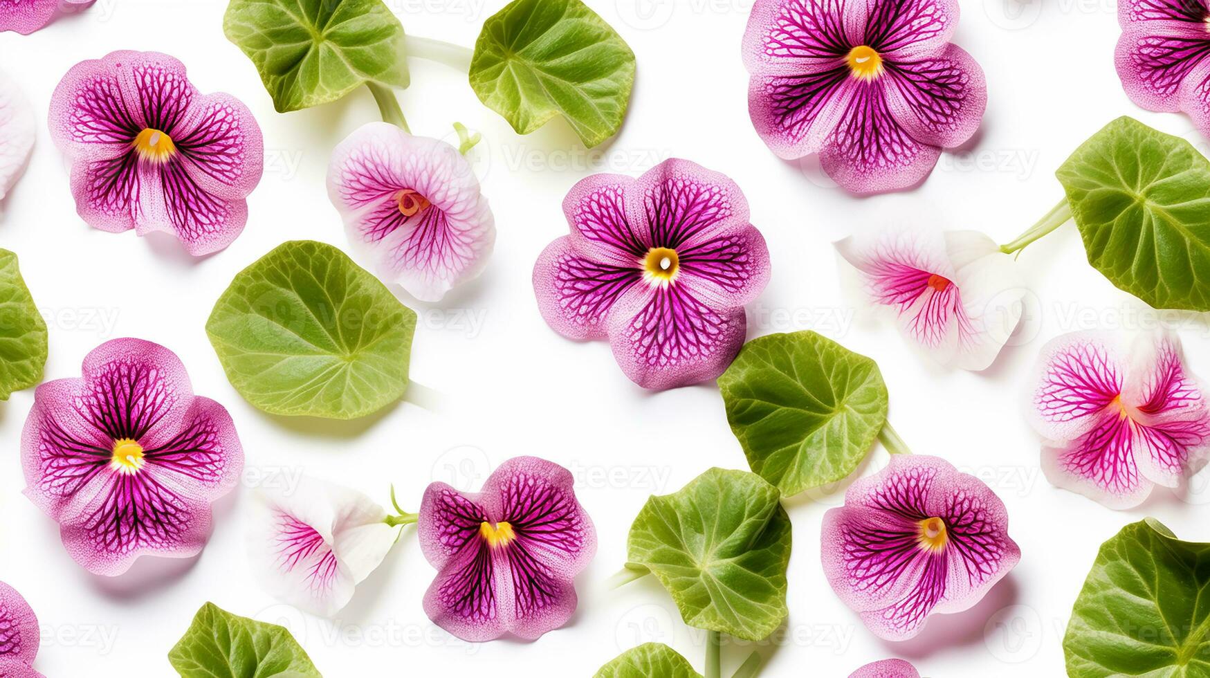 Gloxinia flower patterned background. Flower texture background. Generative AI photo