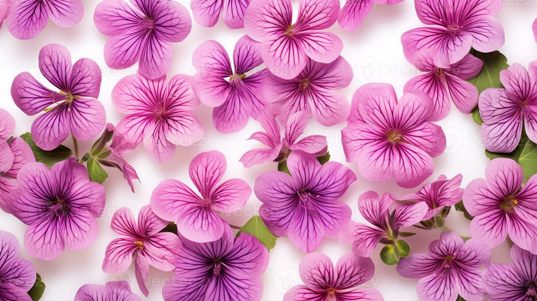 Geranium flower patterned background. Flower texture background. Generative AI photo