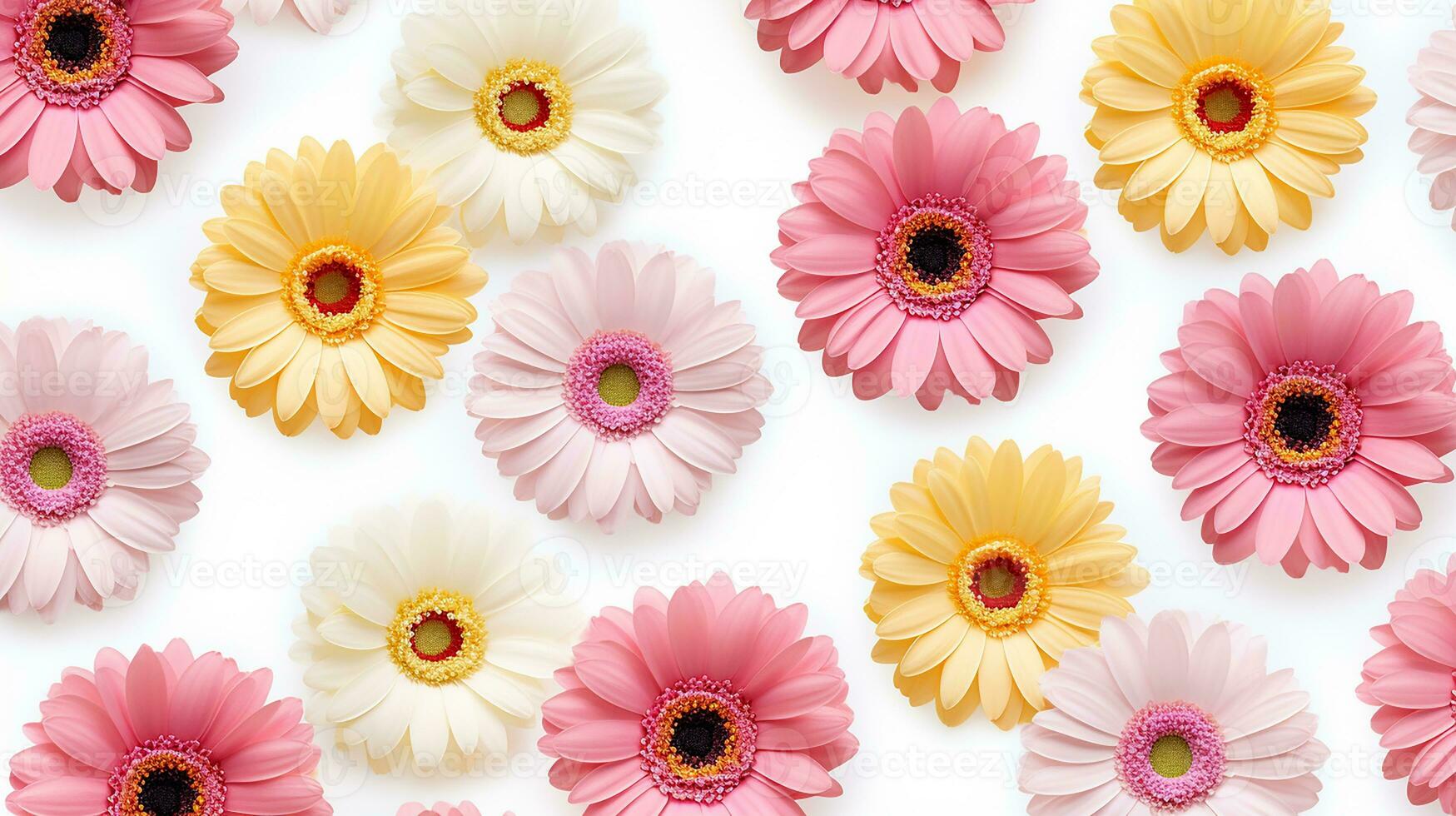 Gerbera flower patterned background. Flower texture background. Generative AI photo