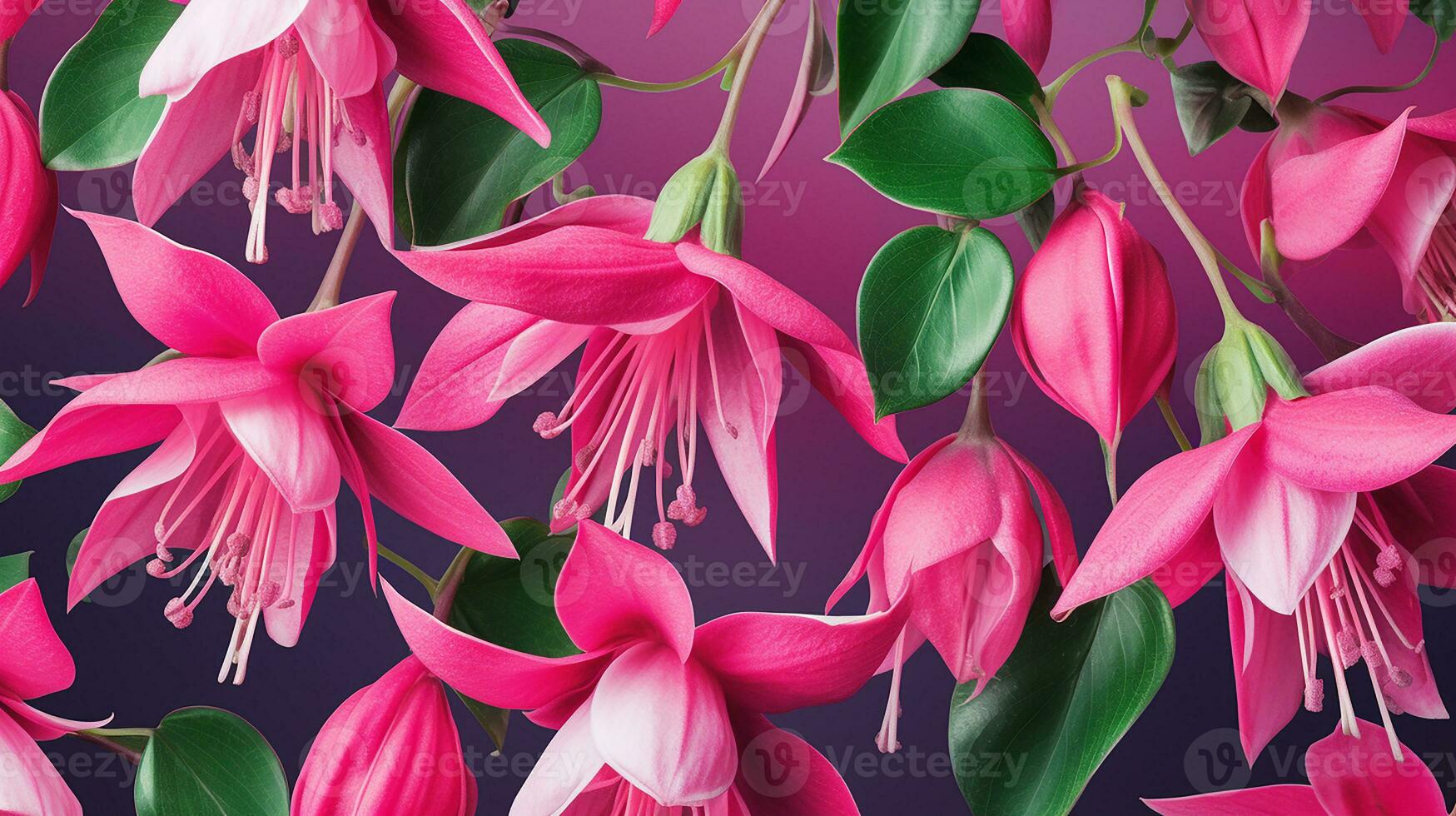 Fuchsia flower patterned background. Flower texture background. Generative AI photo