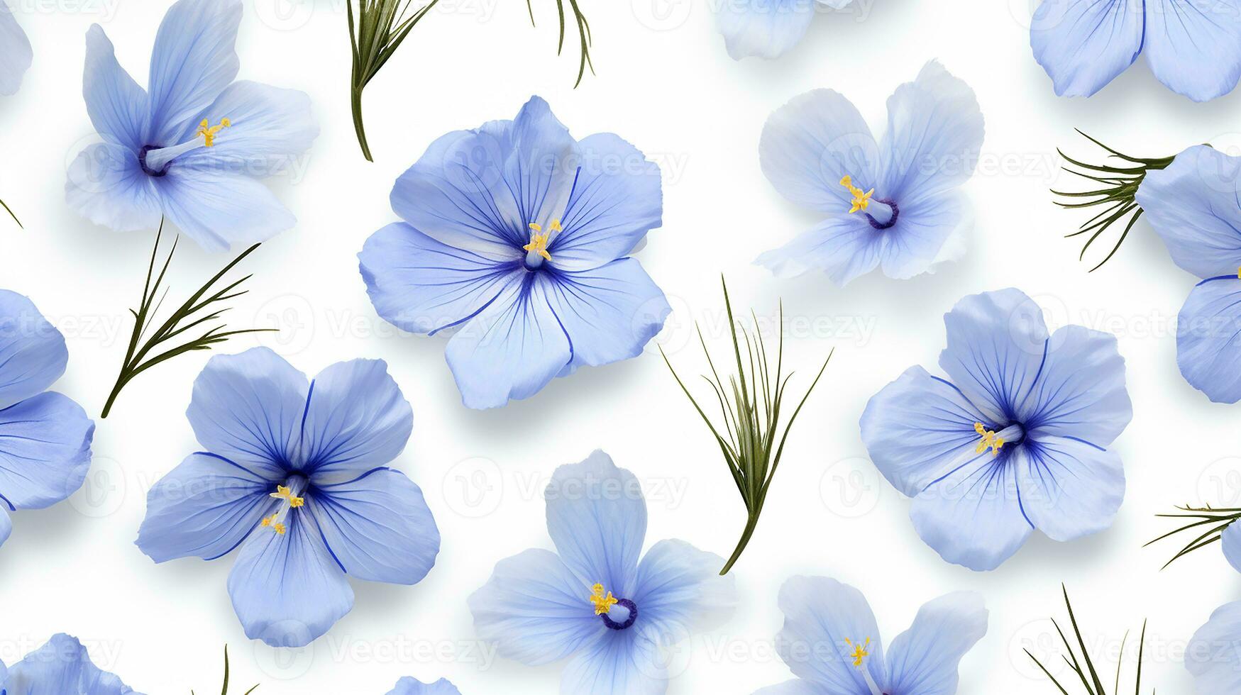 Flax flower patterned background. Flower texture background. Generative AI photo