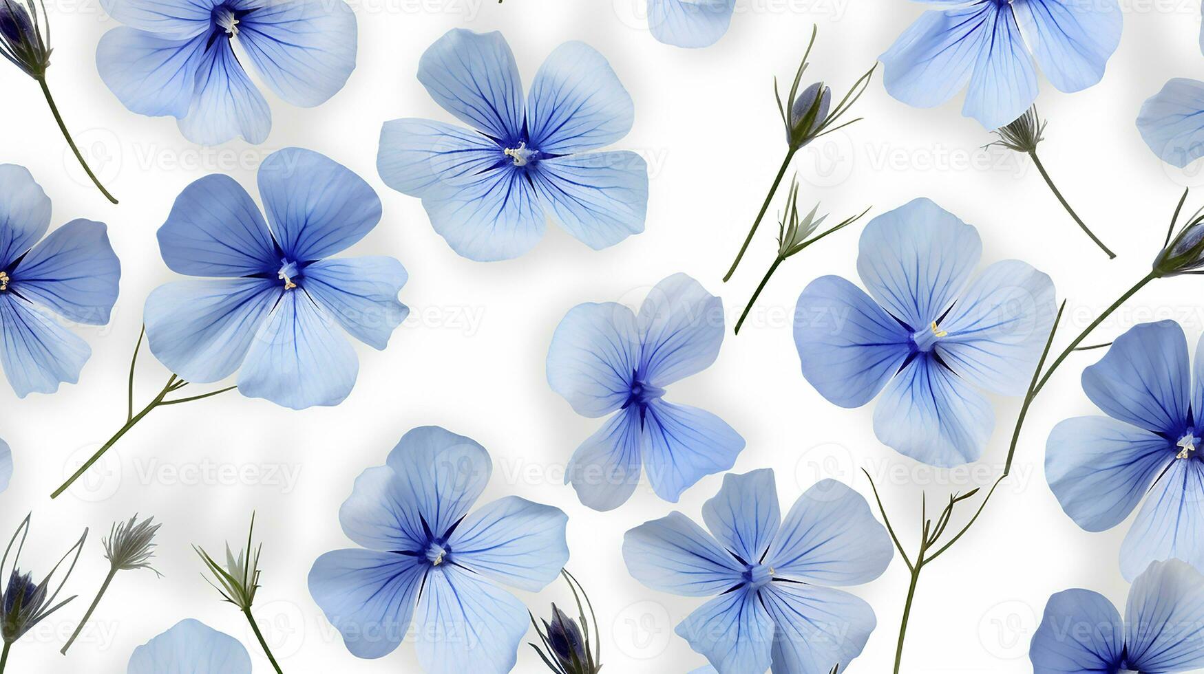 Flax flower patterned background. Flower texture background. Generative AI photo