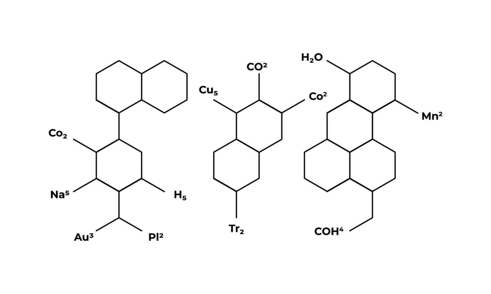 Vector hormones molecular formula structure line symbols