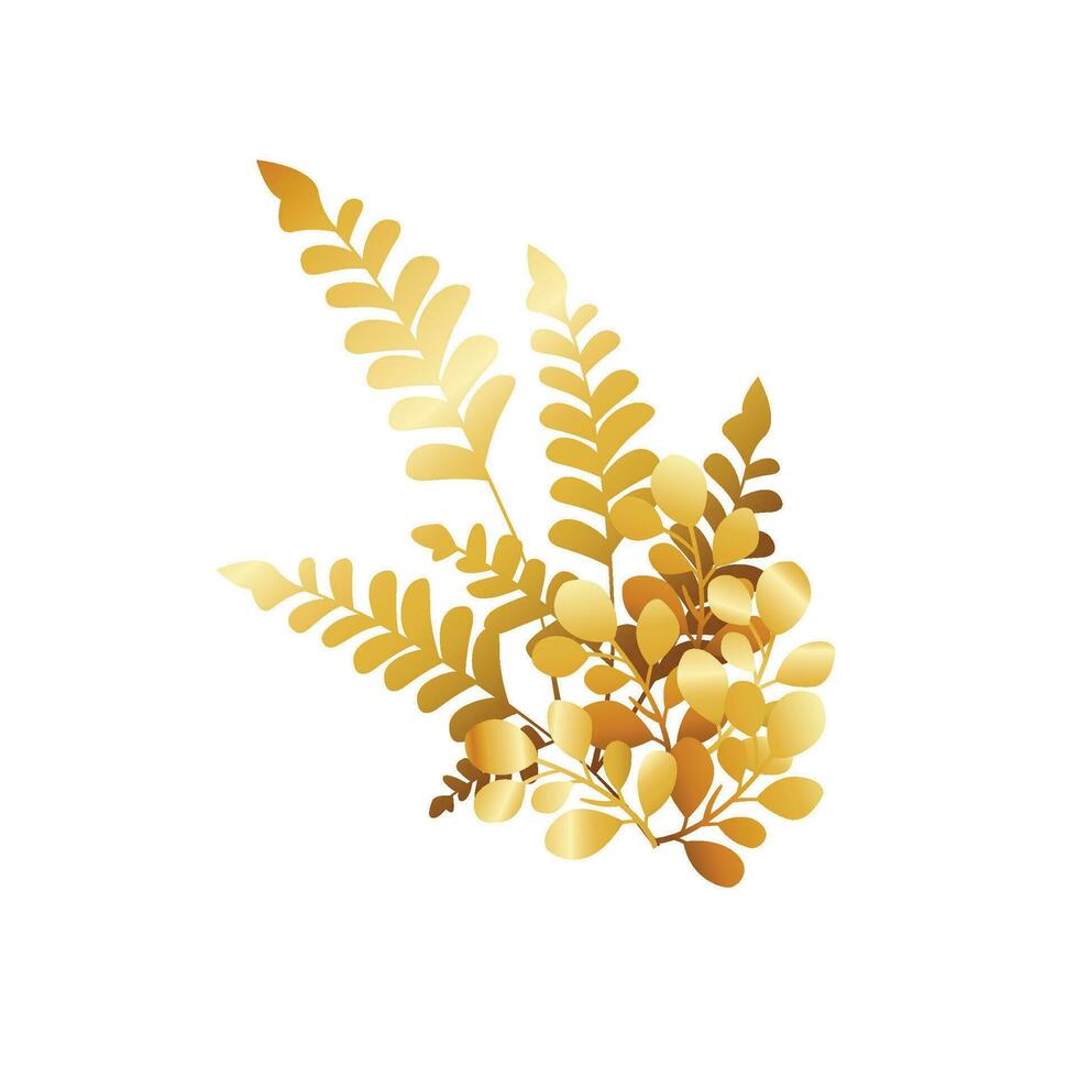 Vector set of premium golden decoration leaves