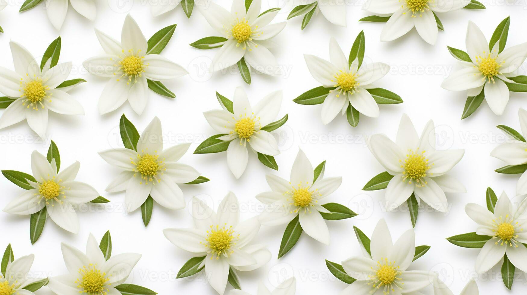 Edelweiss flower patterned background. Flower texture background. Generative AI photo