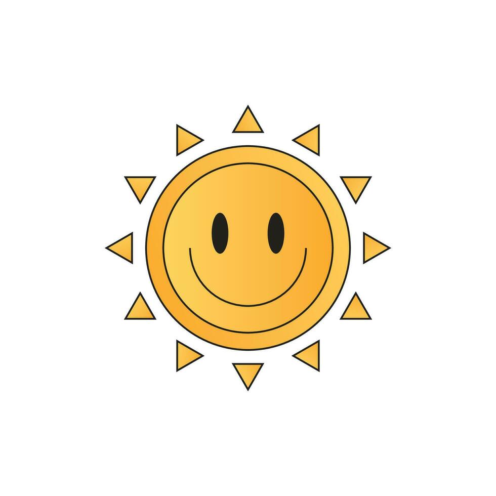 Vector smiling sun isolated on white background