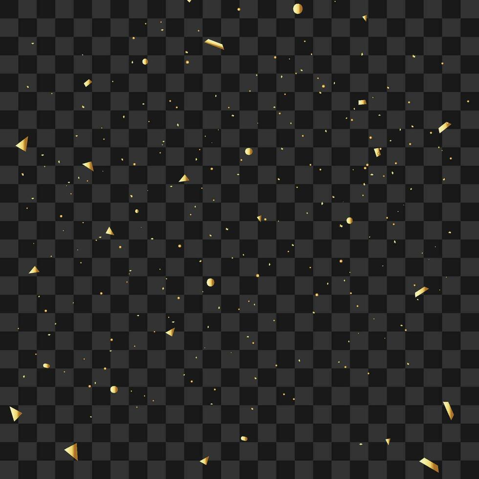 Golden confetti frame vector background. realistic golden ribbon and confetti explosion illustration. golden confetti isolated