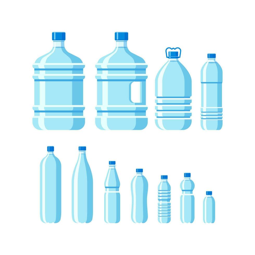 Collection of plastic water bottles. vector illustration bottles plastic.