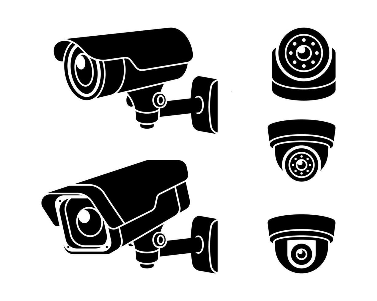 colección de cctv cámara icono vector aislado en blanco antecedentes.