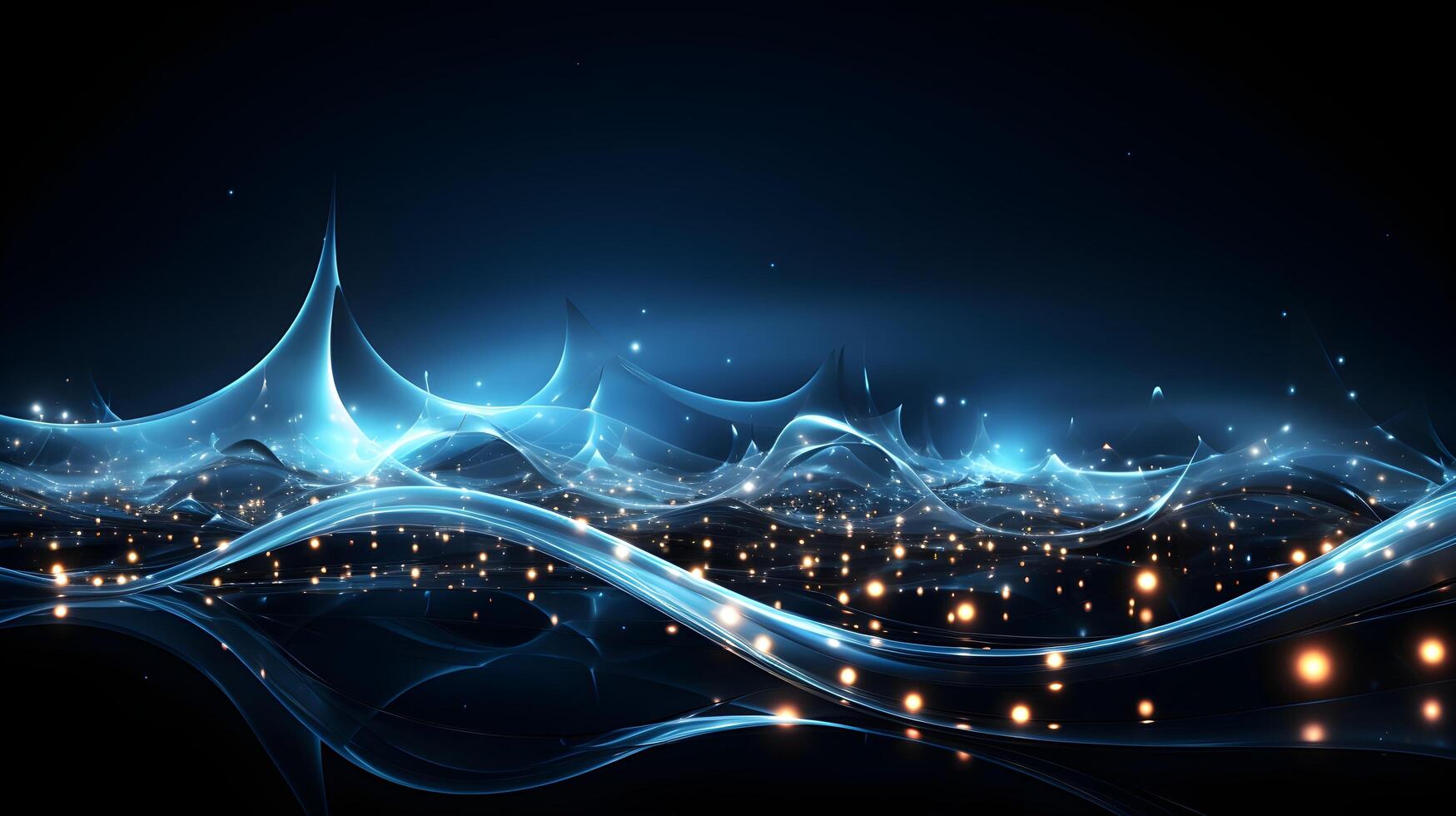 abstract blue wave background with lights. photo