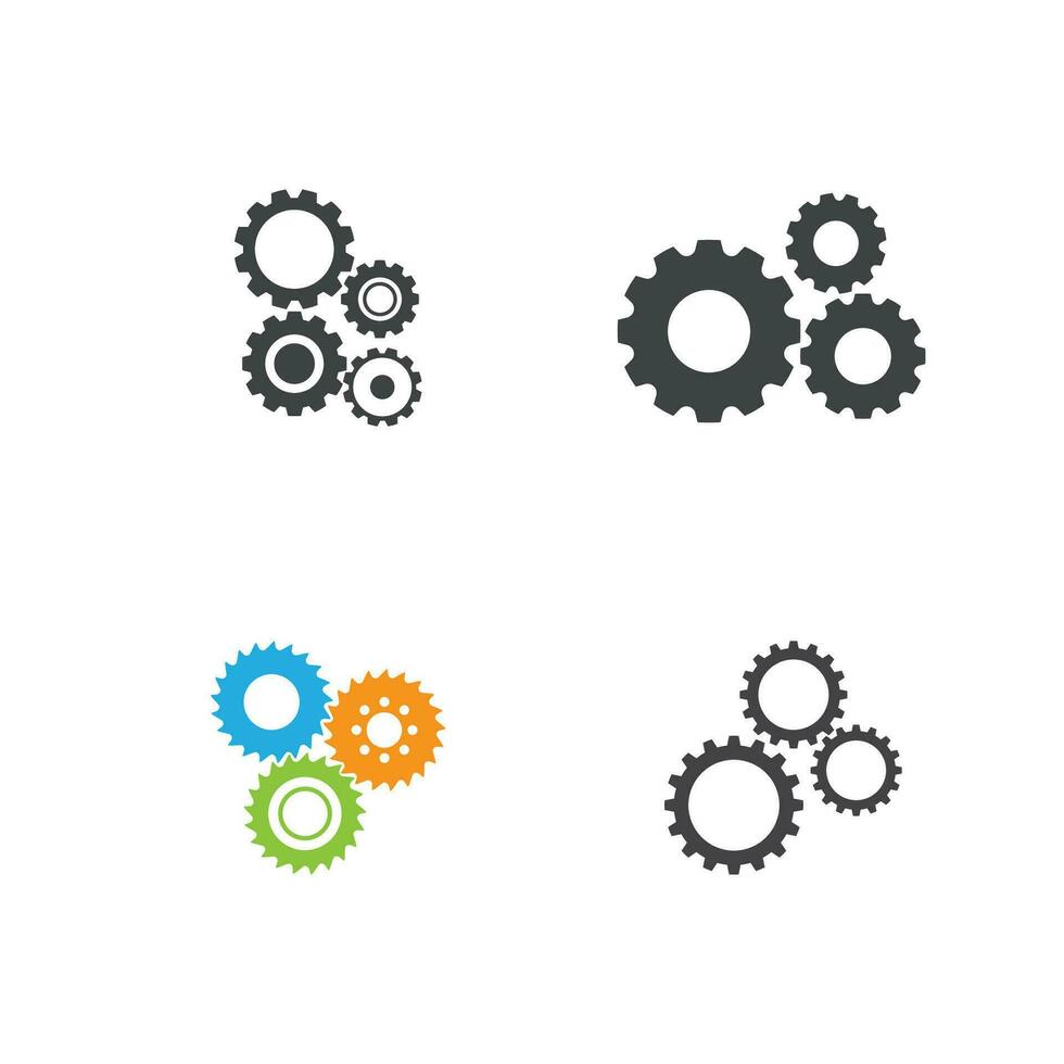 Gear illustration logo icon vector flat design template and symbol