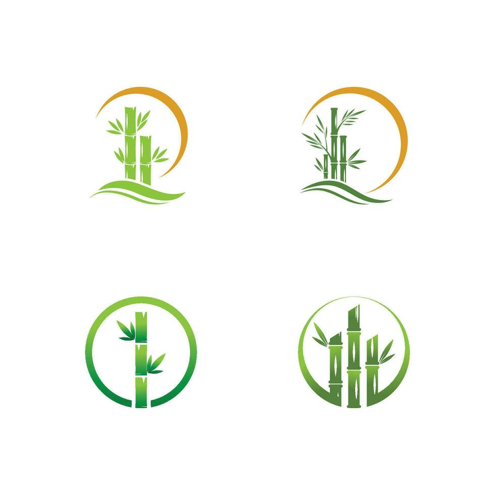 bambú con plantilla de vector de ilustración de logotipo de hoja verde