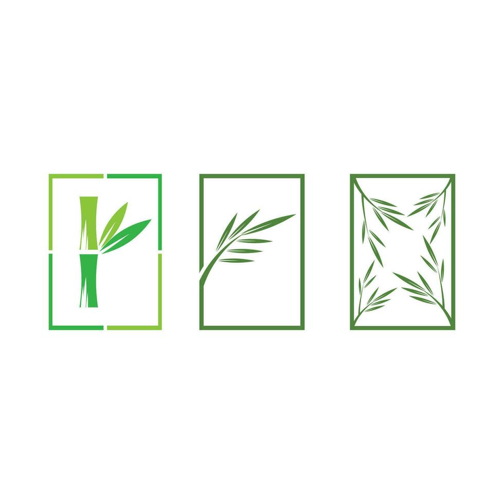 Bamboo with green leaf logo ilustration vector template