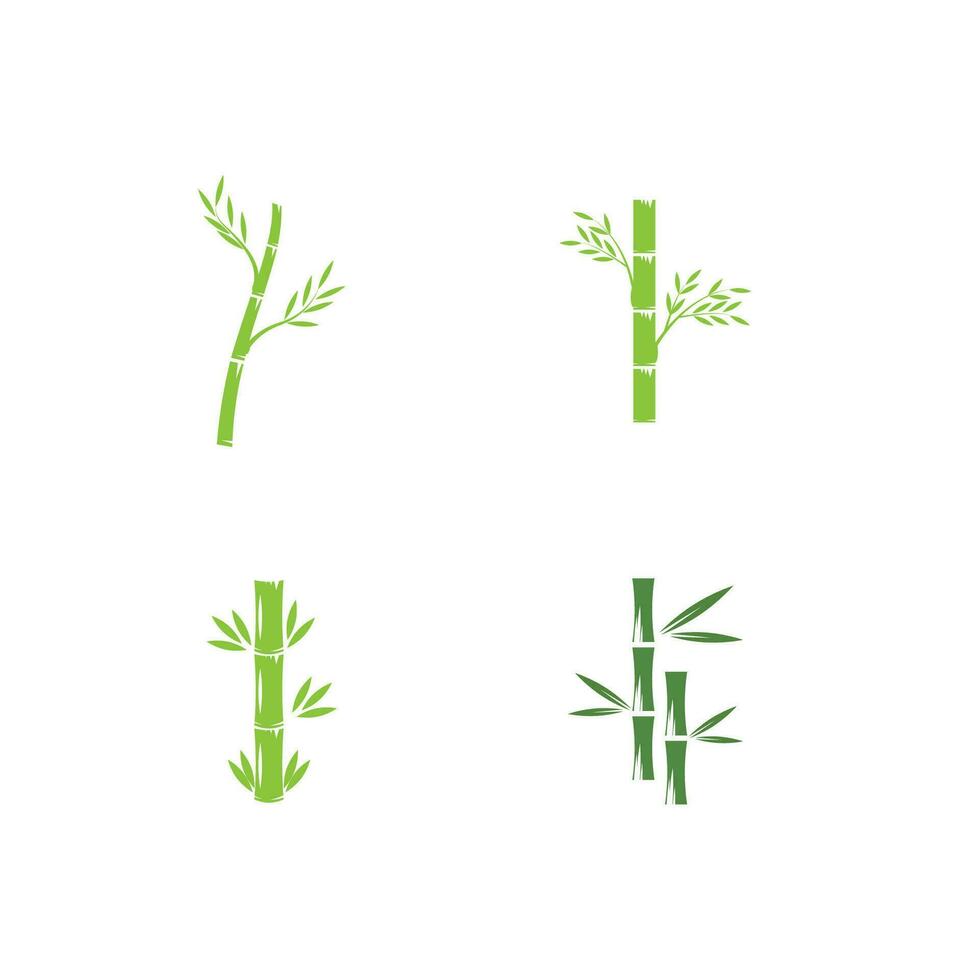 Bamboo with green leaf logo ilustration vector template