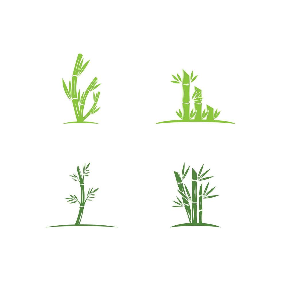 Bamboo with green leaf logo ilustration vector template
