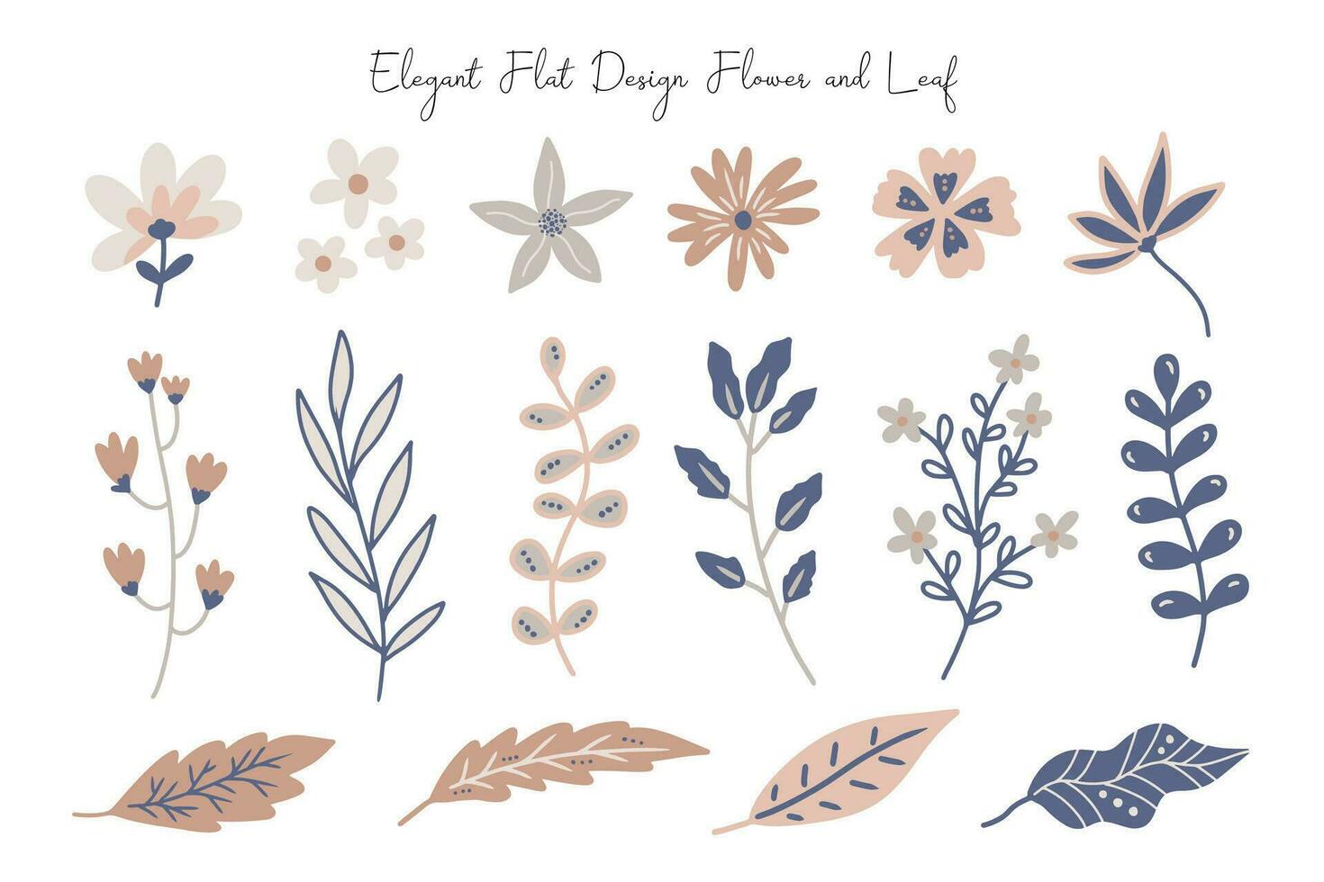 Cute Retro Modern Flower Flat Design Collection vector
