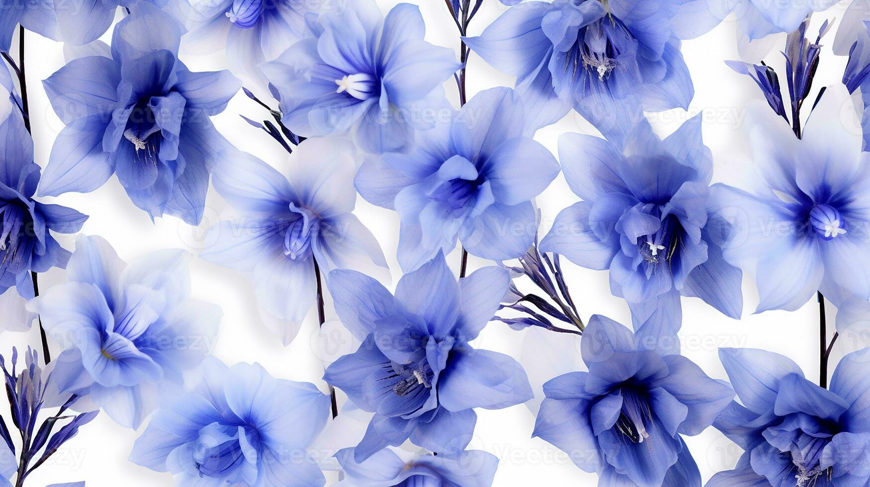 Delphinium flower patterned background. Flower texture background. Generative AI photo