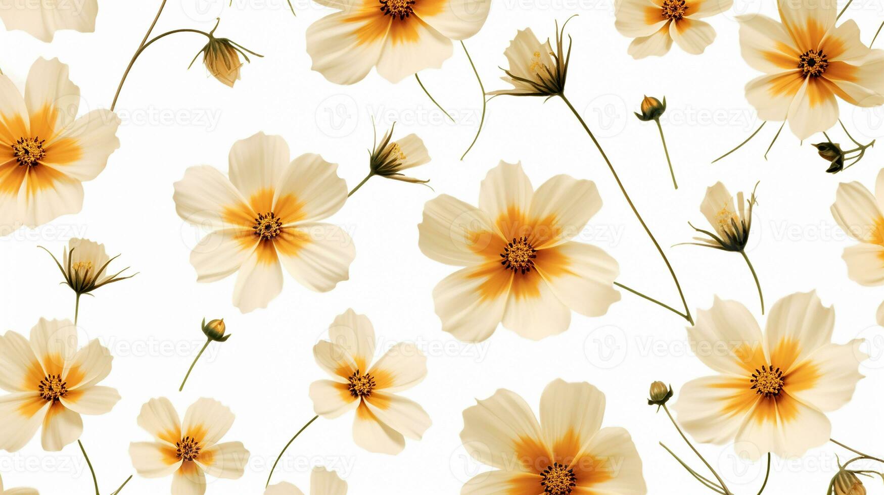 Cosmos flower patterned background. Flower texture background. Generative AI photo