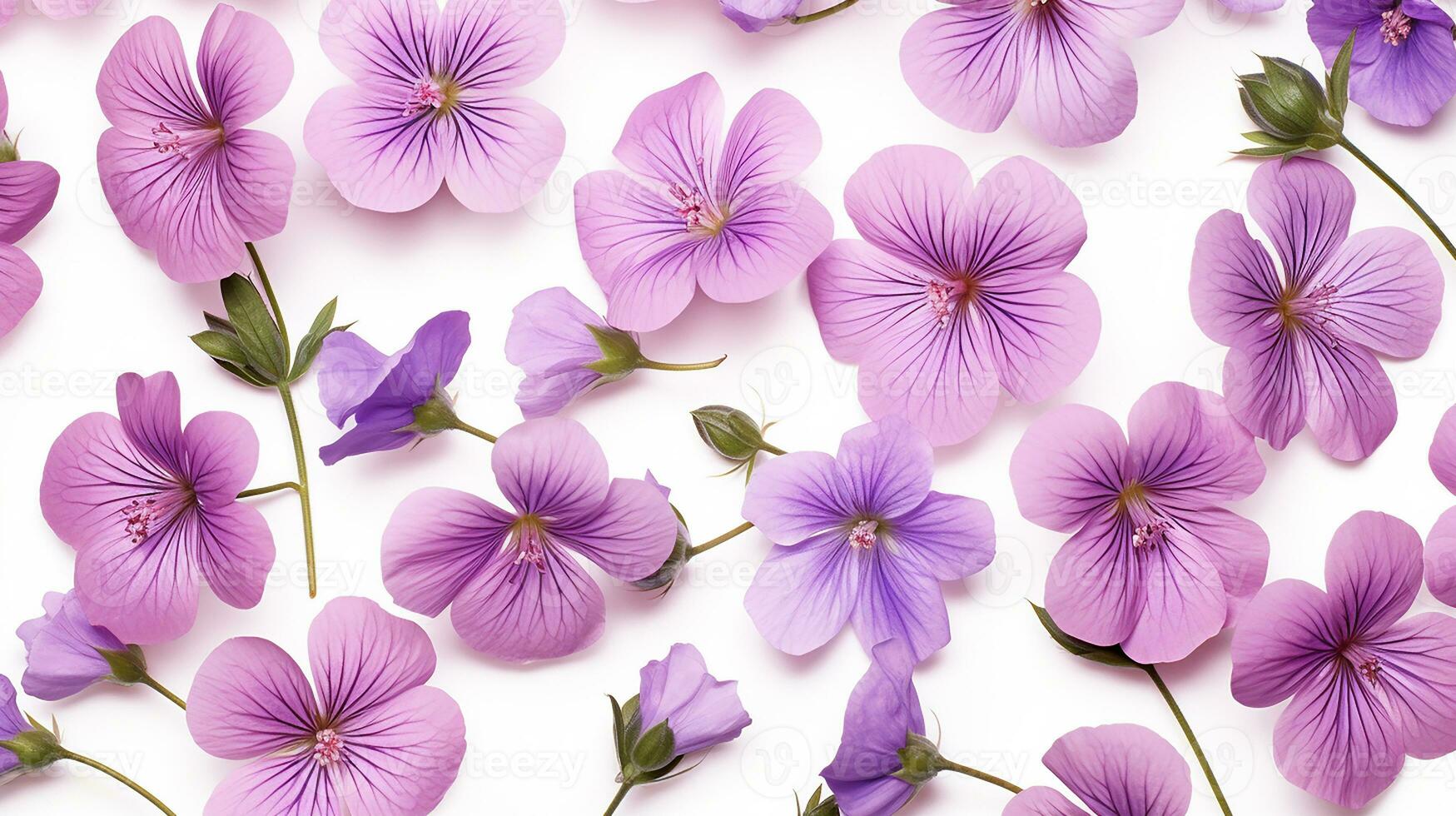 Cranesbill flower patterned background. Flower texture background. Generative AI photo