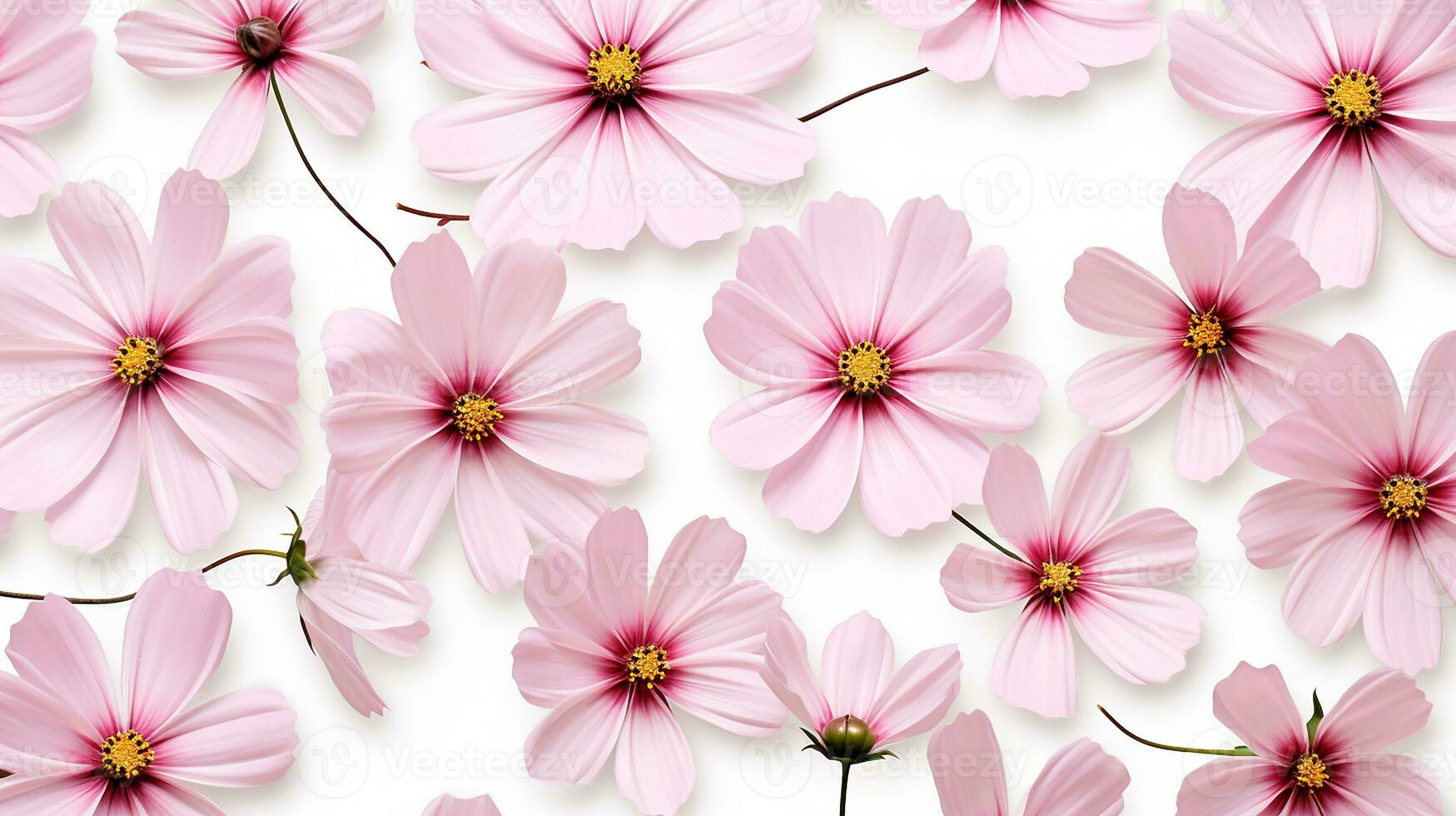 Cosmos flower patterned background. Flower texture background. Generative AI photo