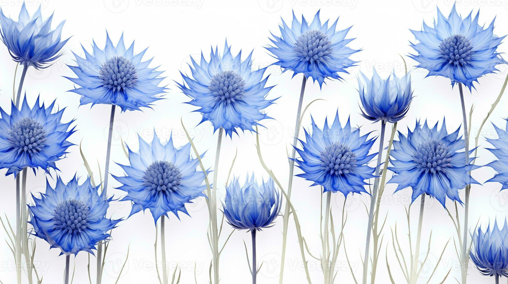 Cornflower flower patterned background. Flower texture background. Generative AI photo