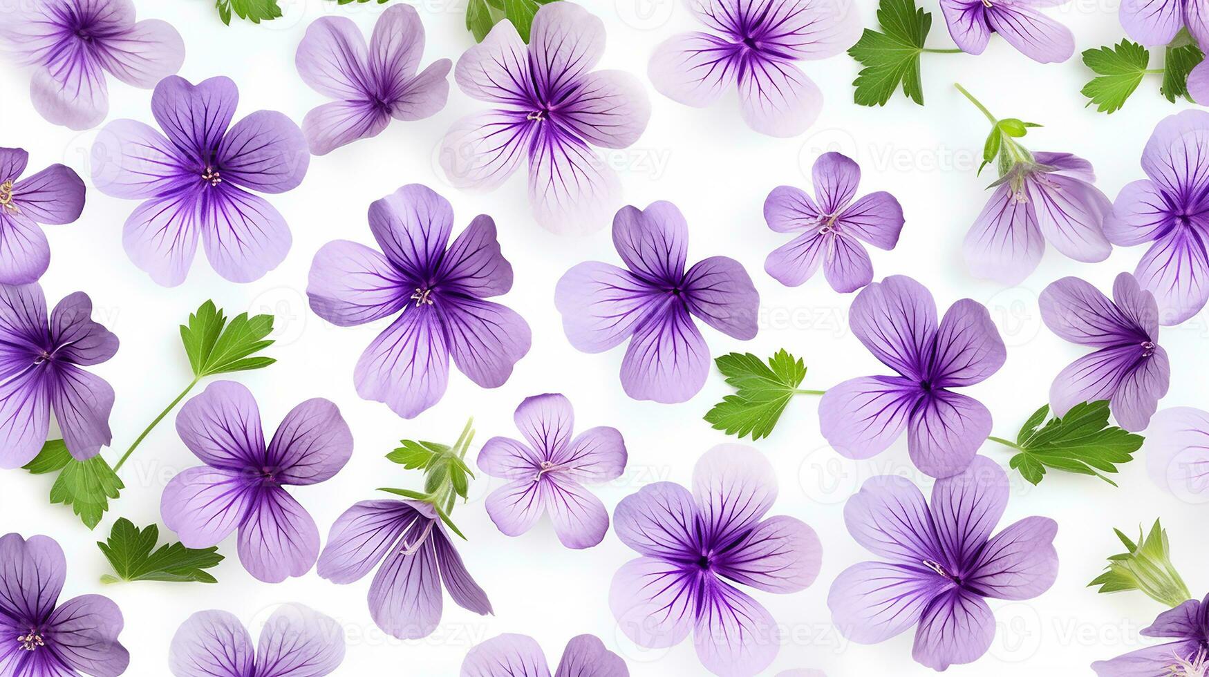 Cranesbill flower patterned background. Flower texture background. Generative AI photo