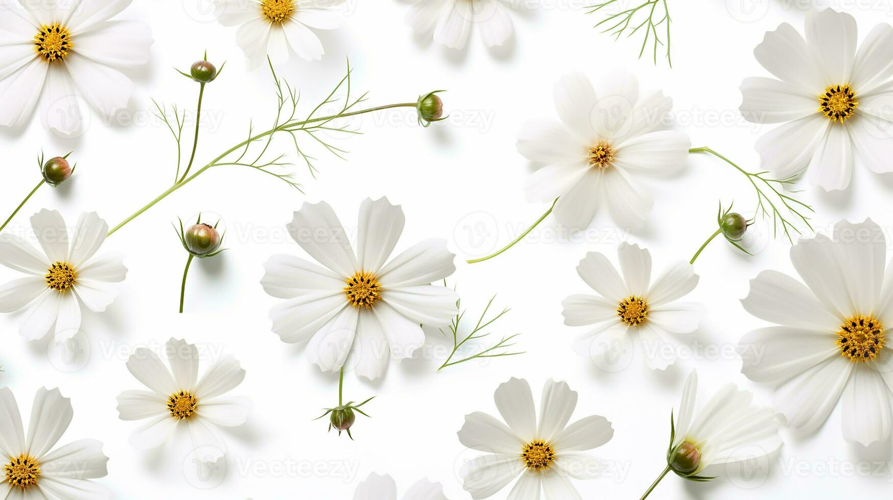 Cosmos flower patterned background. Flower texture background. Generative AI photo