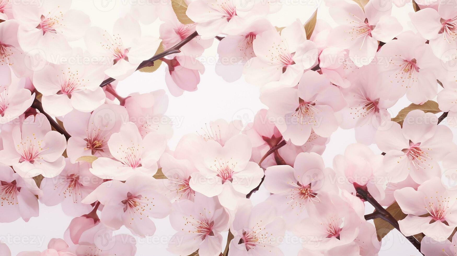 Cherry Blossom flower patterned background. Flower texture background. Generative AI photo