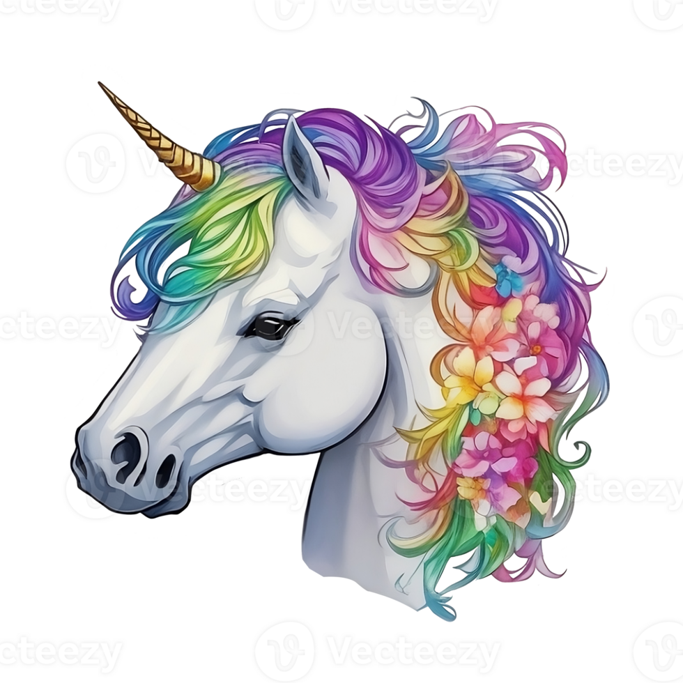 Rainbow unicorn head 27199603 PNG