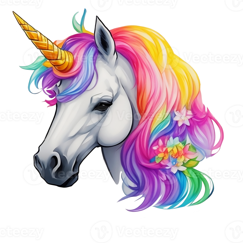 Rainbow unicorn head 27199607 PNG