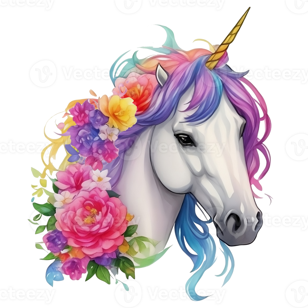 Rainbow unicorn head 27199608 PNG