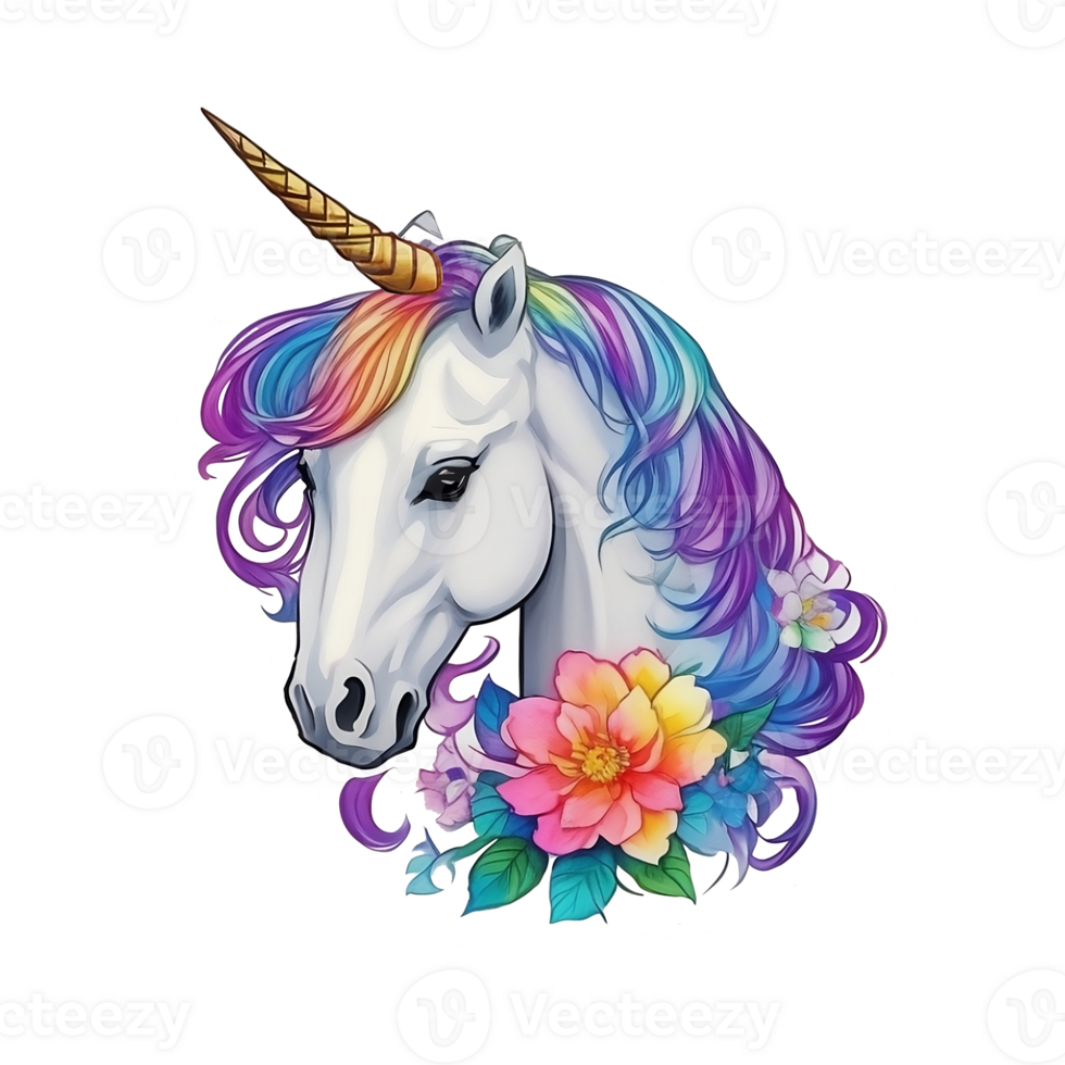 Rainbow unicorn head 27199616 PNG