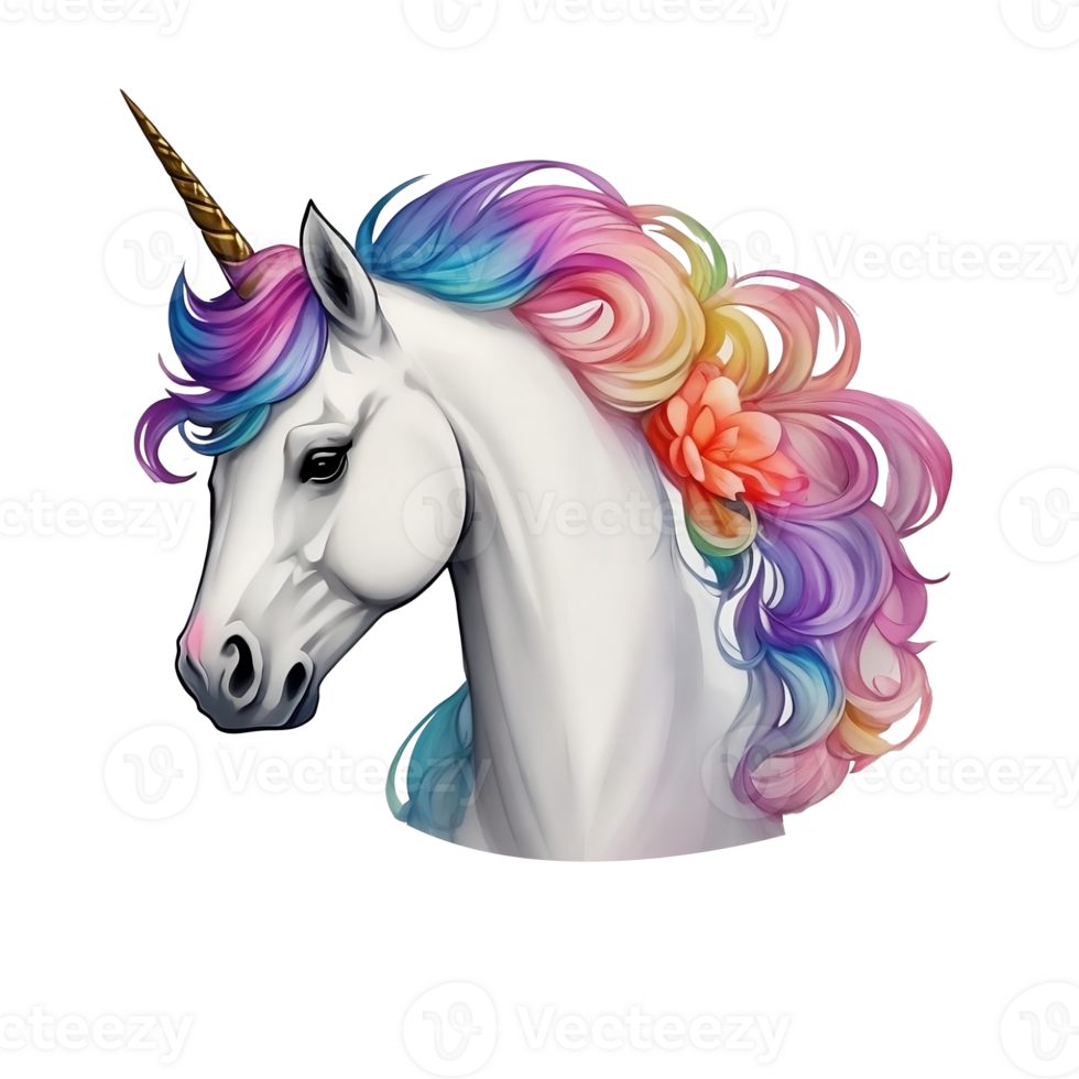 Rainbow unicorn head 27199618 PNG