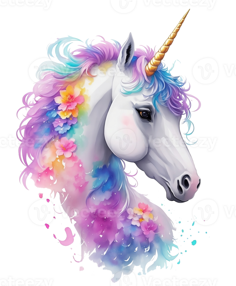 Rainbow unicorn head 27199619 PNG