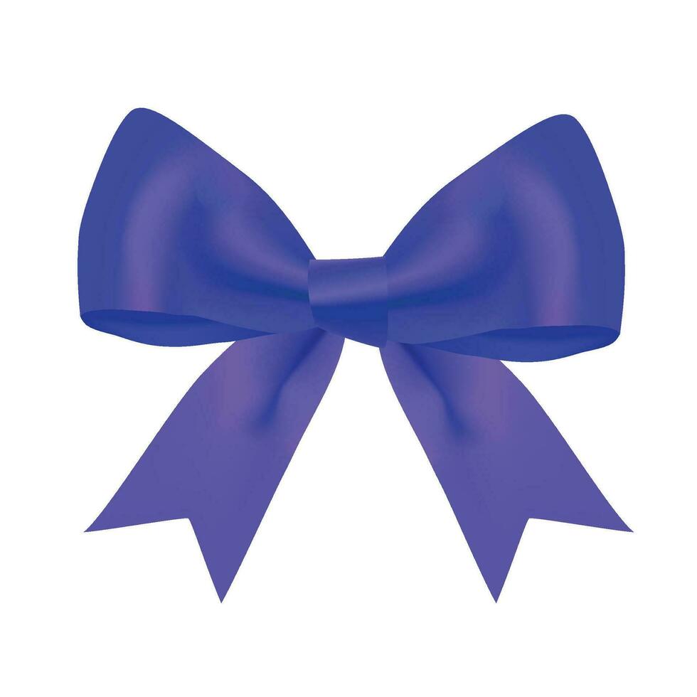 Vector blue shiny satin ribbon on white background. paper bow blue color. vector decoration for gift card.