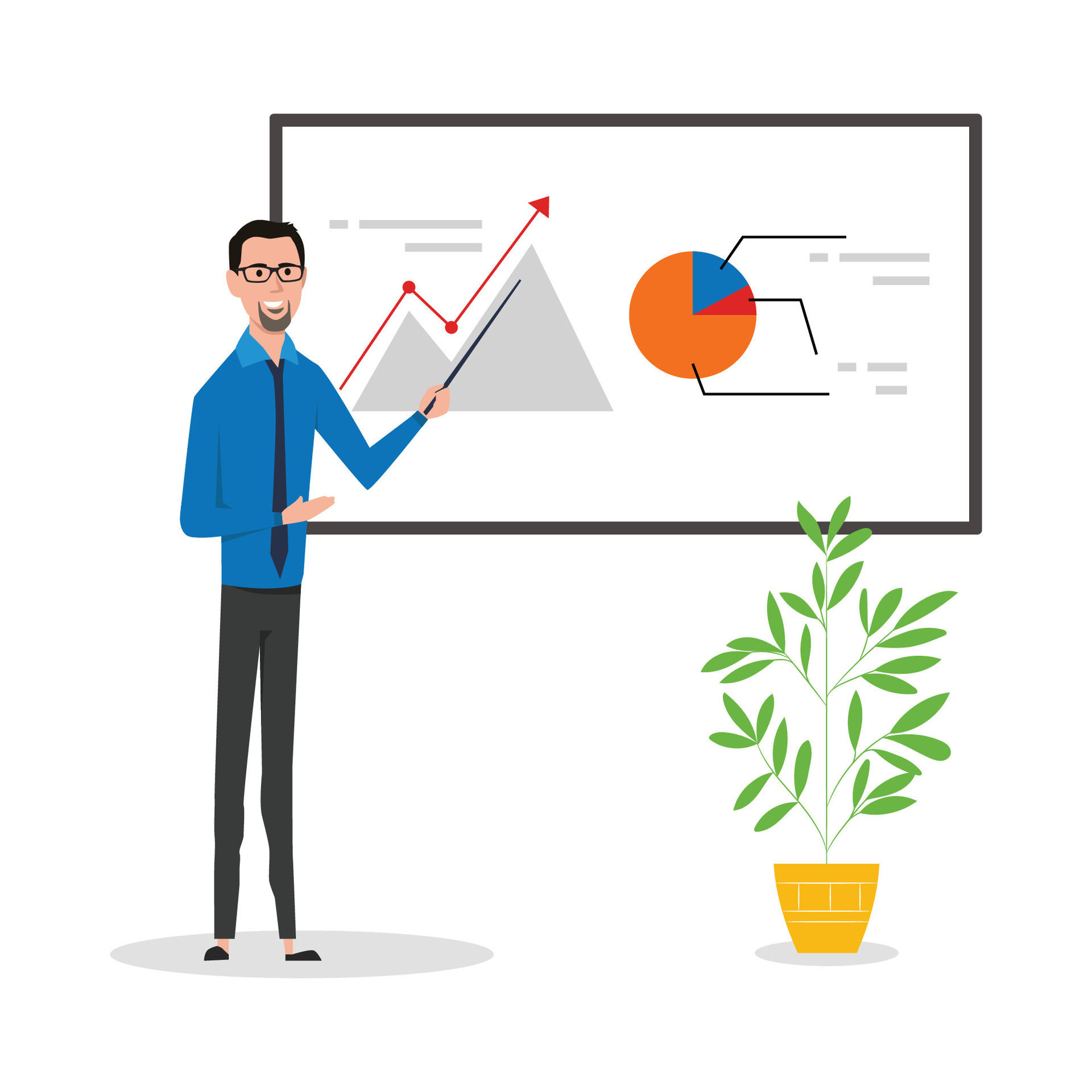 Manager Making Presentation Vector Illustration. Banker, Stock Broker,  Finance Expert Analysing Graphs, Statistics on Board. Cartoon Analyst  Presenting Report, Growth Rates Using Pointer. 27199849 Vector Art at  Vecteezy